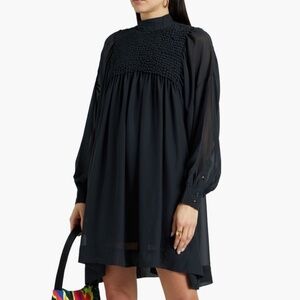 GANNI Black Smock Chiffon Dress size US 4